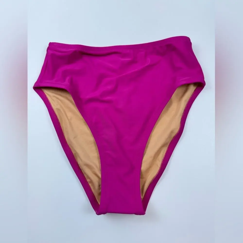 NWT J. Crew Bikini Bundle Radiant Fuscia Square Neck Top and 2 Bottoms Size XS